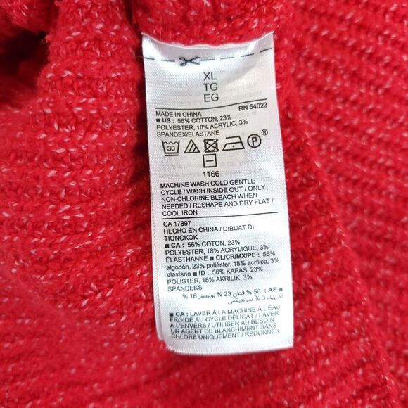 Old Navy Chunky Hooded Tunic Sweater Pull Over Women XL Red Long Sleeve - Picture 12 of 13